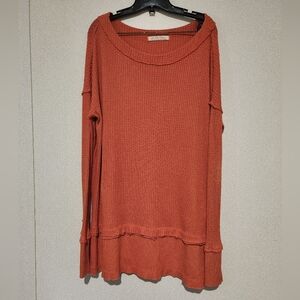 Free People North Shore Thermal Tunic Top Small Oversized Long Sleeve